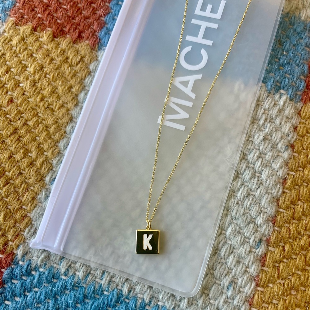 MACHETE gold-tone Initial Monogram necklace (K), NEW